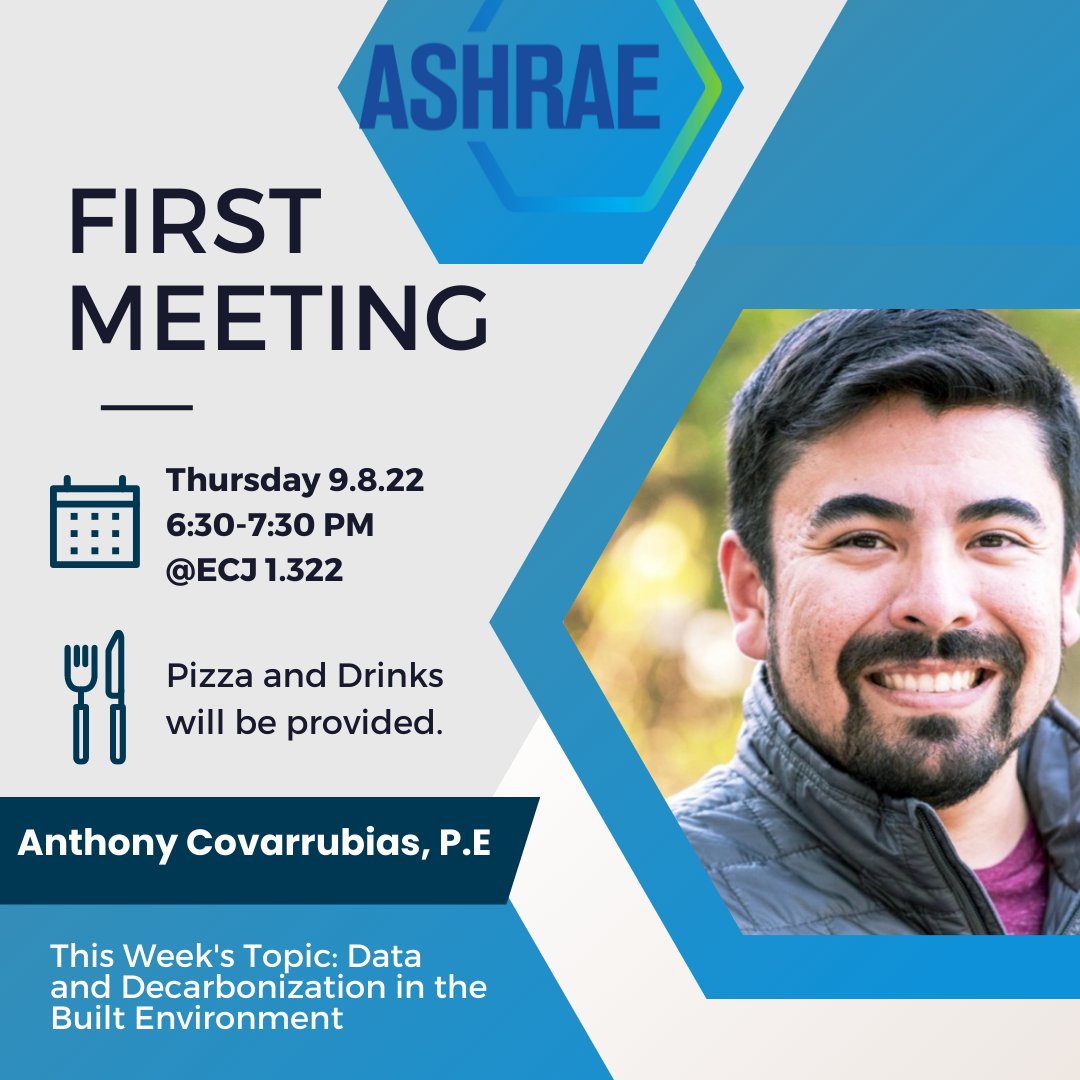 TexASHRAE's tweet photo. Our first meeting will be taking place on Thursday, hope to see y'all there! https://t.co/F9N42yRrF0