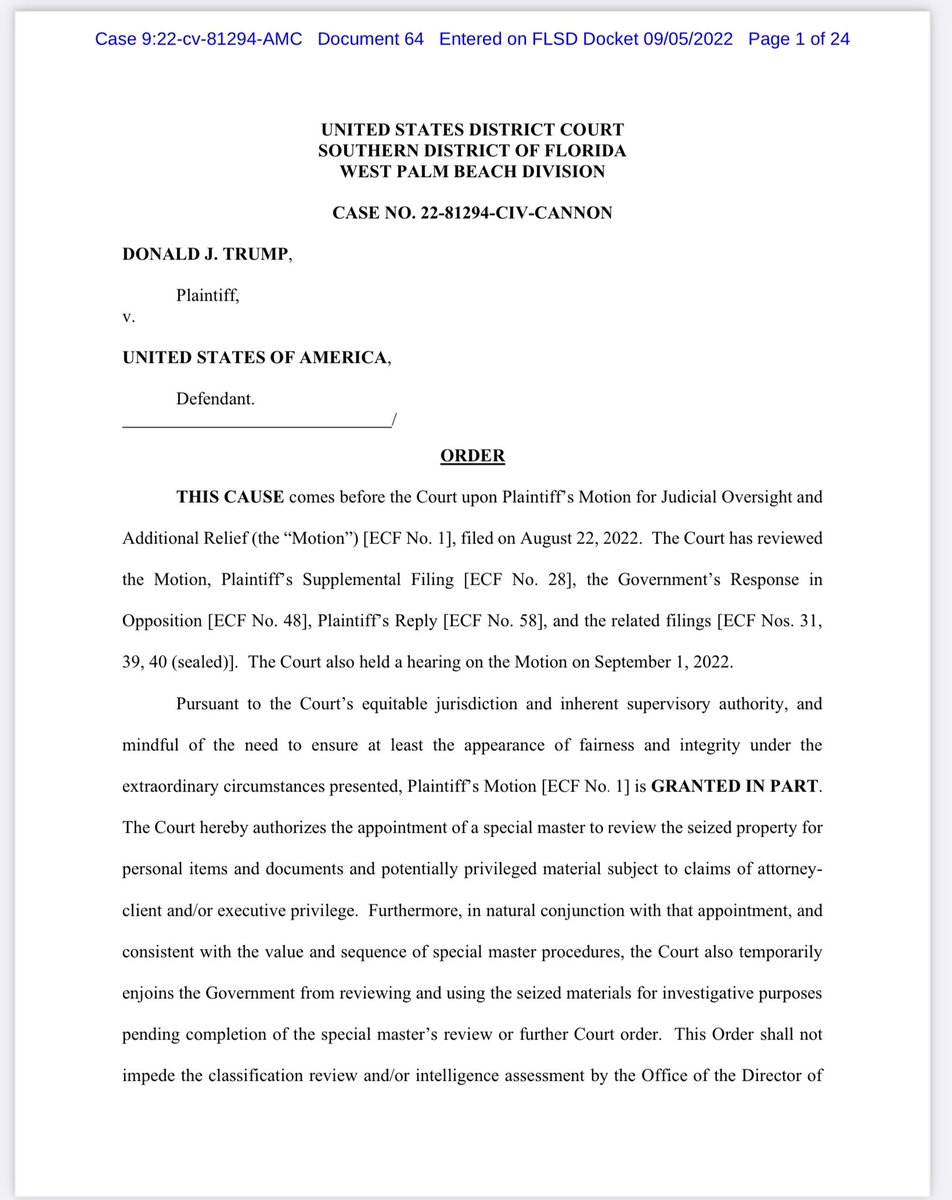 axidentaliberal's tweet photo. @neal_katyal In rendering the atrocious decision to appoint a Special Master

Judge Aileen Cannon creates precedent that Executive Privilege

Which is essentially controlled by the CURRENT president

Can be asserted by a FORMER president

To PREVENT the current president from doing his job https://t.co/67d55ADyA8