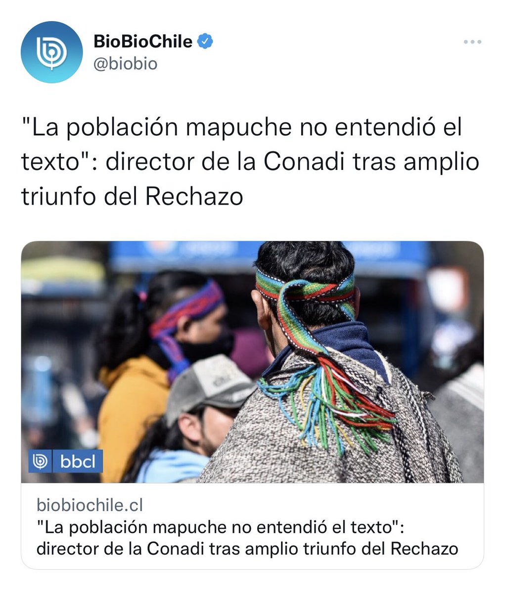 KarlaEnAccion's tweet photo. No puedes tratar de ignorante al "pueblo" cuando no te gusta como vota ¿Ahora todos son ignorantes o tontos? El ninguneo al pueblo mapuche y a otros votantes es inaceptable. Esto es exactamente lo q Chile RECHAZÓ. Parece q no entendieron lo q pasó, hoy 🇨🇱requiere unión y humildad https://t.co/dSGq6M8YXE