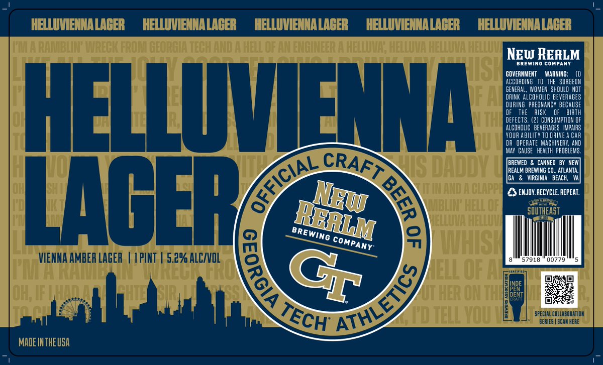 “HelluVienna Lager” is now the official craft beer of <a href="/GeorgiaTech/">Georgia Tech</a>, thanks to <a href="/newrealmbrewing/">New Realm Brewing</a> 

MORE: bsj.me/5hp