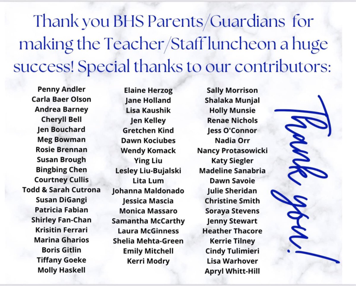 Thank you BHS Parents and Guardians! <a href="/bhs_galante/">Heather Galante</a> <a href="/BedfordBucs/">BedfordBucs</a>