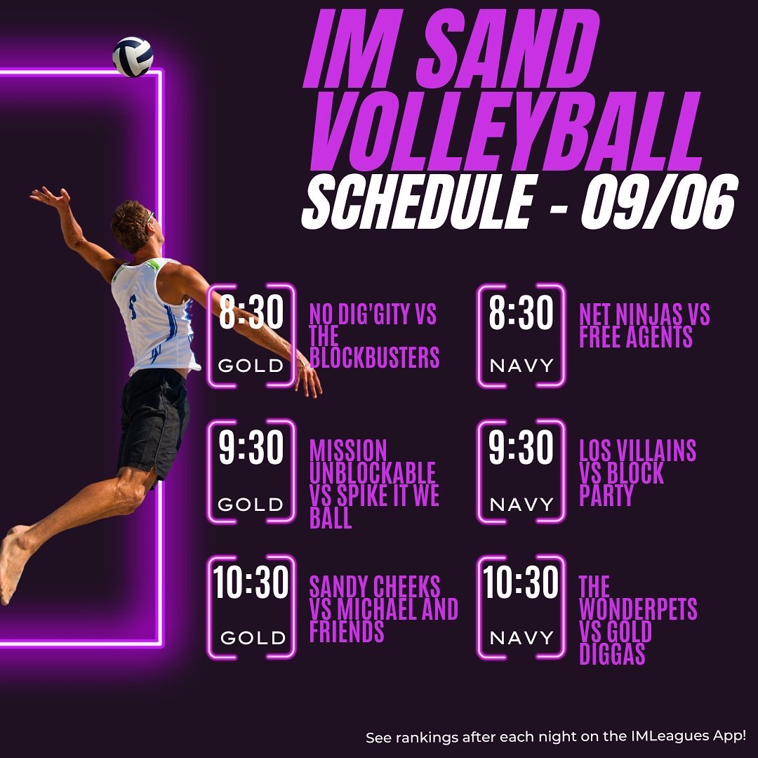 HPUTXIMs's tweet photo. IT ALL STARTS TOMORROW 🏐🔥
•••
Join us tomorrow night at the sand volleyball courts to kick off IM sand volleyball and cornhole! https://t.co/P7p0llmk3P