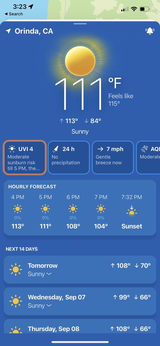 hrhsun's tweet photo. #heatwave #bayareheatwave #orinda #weather #GlobalWarming #deathrays https://t.co/DC9NN2e5tb