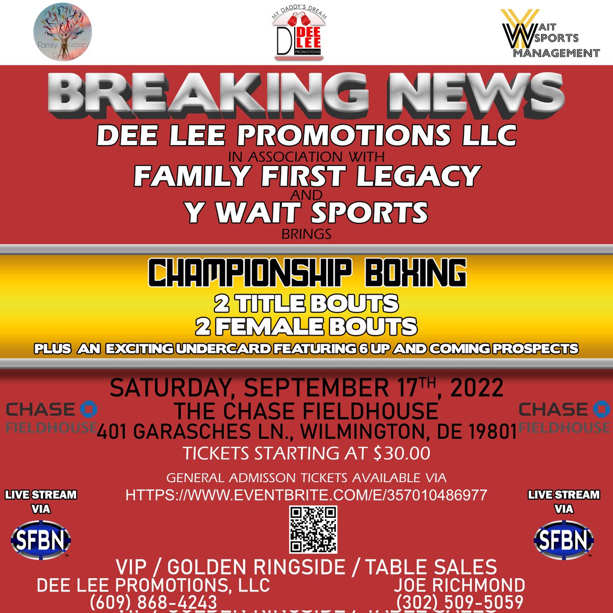 deeleepromotion's tweet photo. Hot off the Presses!! Do not miss this event.. Scan the qr code on the bottom of the flyer for general admission or call us today for VIP / Golden Ringside / Table Sales availability. https://t.co/1zZlmApxTI