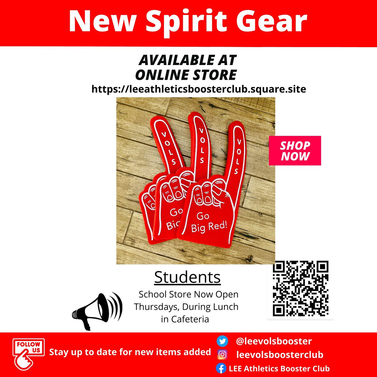 leevolsbooster's tweet photo. New Online store! Submit new memberships and shop online for new spirit gear. Students school store will be opened every Thursday during lunch. https://t.co/IZt7HgT55w https://t.co/NNwe0DUf6t