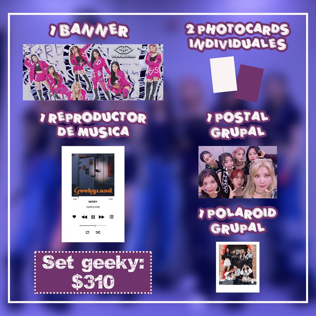 purplekiss_arg's tweet photo. Sets de Purple Kiss que pueden encargar para Kpop Revolution 💜

¡Tenemos 2 sets para que puedan elegir, cada uno viene con lo que se muestra en las fotos al igual que sus precios!

Métodos de pago: transferencia bancaria, mercado pago o efectivo al retirarlo por nuestro stand 💞 https://t.co/QlEHCexgR8