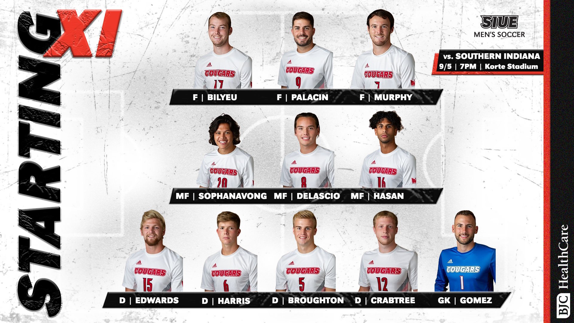 SIUE Men's Soccer on Twitter: "Tonight's Starting XI brought to you by