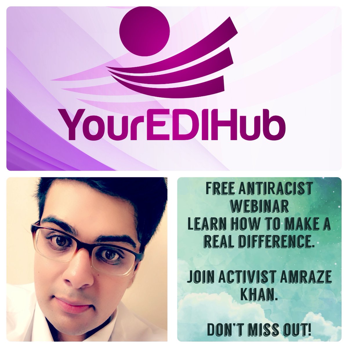 YourEDIHub's tweet photo. Don’t forget to join our FREE #Antiracism webinar with @YourEDIDude on Thurs 20 Oct 12pm-12.45pm. Come and learn about what you can do. #BeBetter #DoBetter Info here, https://t.co/Nb2s3kRBez https://t.co/yBYGoNL0AE