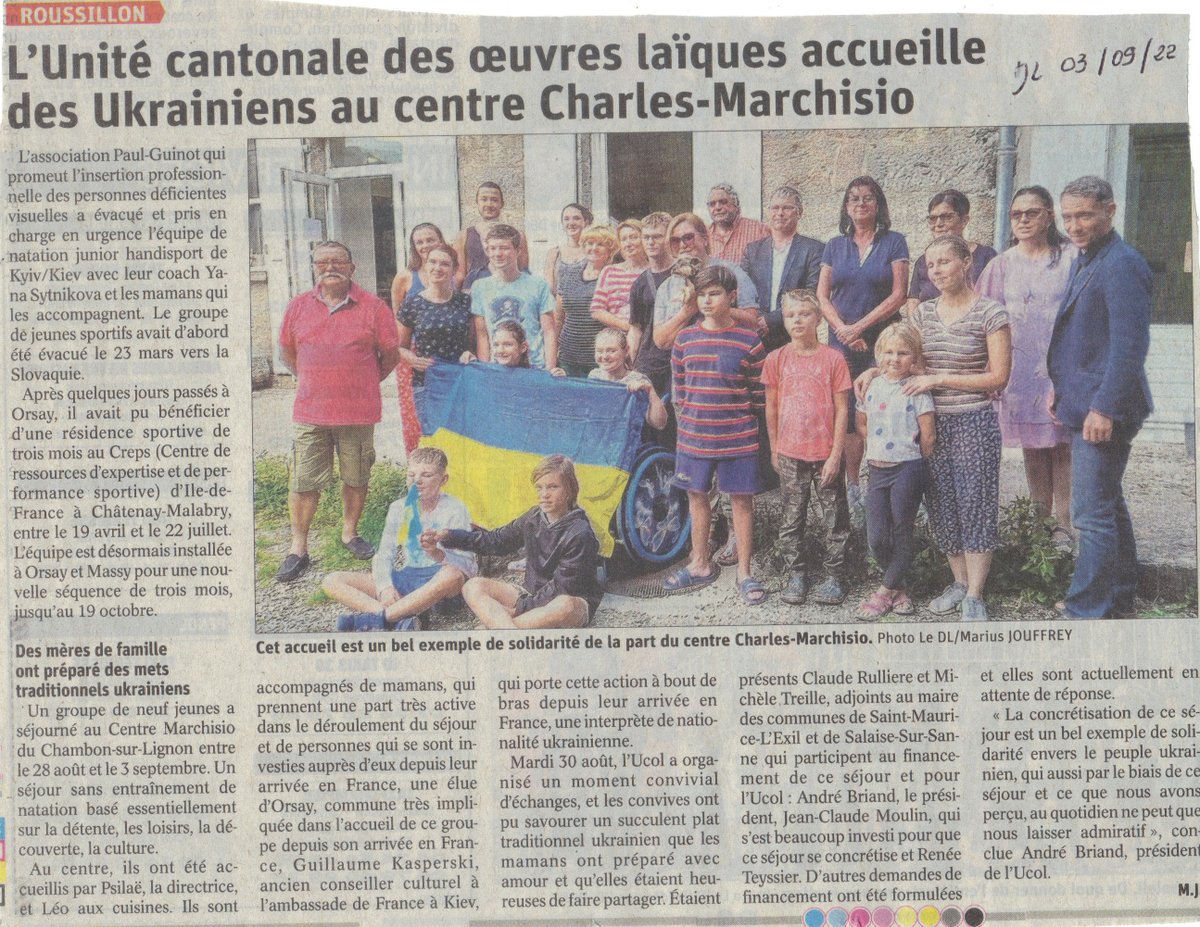 kasperski_g's tweet photo. Les jeunes nageurs #Invasport de #Kyiv/#Kiev au centre Charles-Marchisio (#UCOL) du @LeChambonLignon; @Orsaynotreville @VilledeMassy #handisport #assoguinot @ecoleukrparis https://t.co/9qhTBFNvif #stopthewar https://t.co/TGTba23jkE