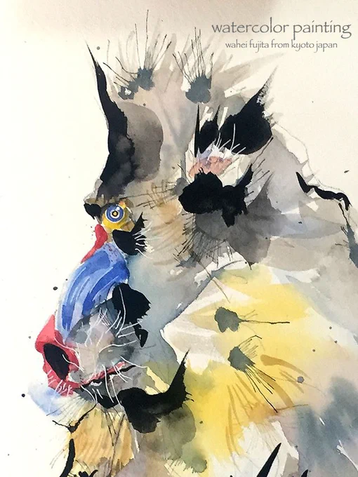 マンドリル。皆さんおはようございます!#Watercolor #スケッチ #水彩画 #淡彩略画 #透明水彩 #京都水彩画塾  #水彩画ワークショップ  #水彩画教室  #京都の絵画教室 