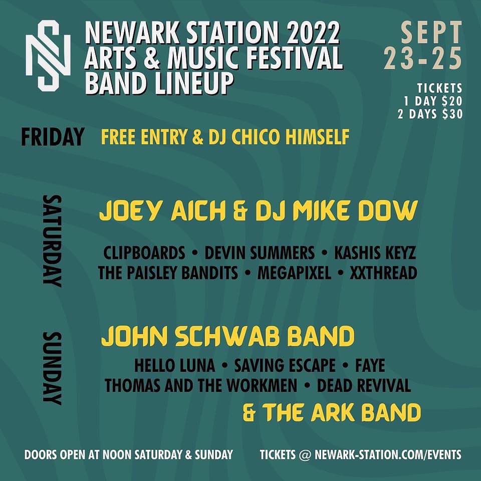 We’re excited to announce that we will be playing the Newark Station 2022 Arts &amp; Music Festival on September 24th! We’re looking forward to celebrating a weekend of great art, music, food and more! 

Tickets are available now at the link in our bio 🎟