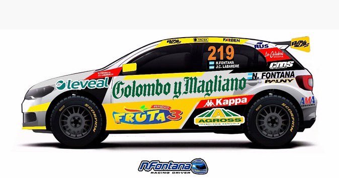 nfontana1's tweet photo. Así va nuestro diseño para el fin de semana. Gracias a todos mis sponsors por el apoyo de siempre. Piloto Norberto Fontana             Copiloto Juan Carlos Labarere   Equipo Boaglio Competición.       Diseño @ivanplots https://t.co/5Lyv1LqY50