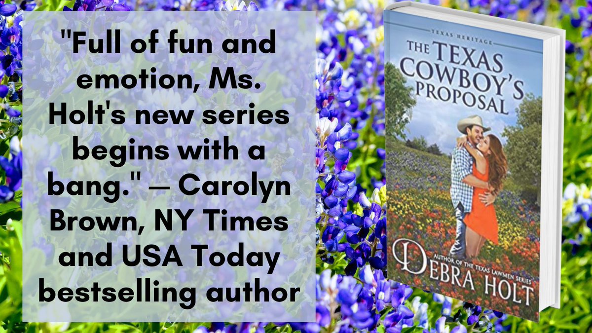 My new Texas Heritage Series launches on 9/1 with The Texas Cowboy’s Proposal. "Full of fun and emotion, Ms. Holt's new series begins with a bang." — Carolyn Brown, NY Times and USA Today bestselling author 
Get your copy at amzn.to/3wy1cAY or wherever you buy ebooks!