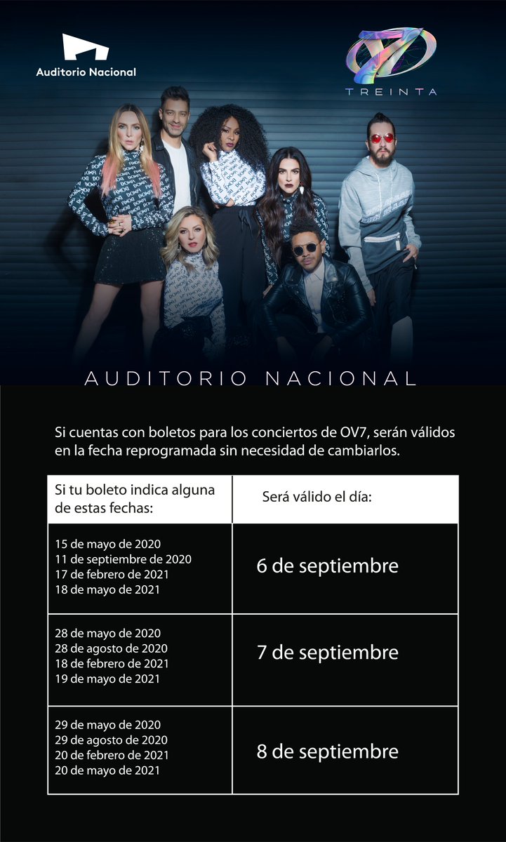 🙌 Por fin, mañana cantaremos con <a href="/ov7oficial/">OV7</a> 🤩
Si tienes boletos con fechas anteriores, serán válidos como se indica en la imagen, sin necesidad de cambiarlos.