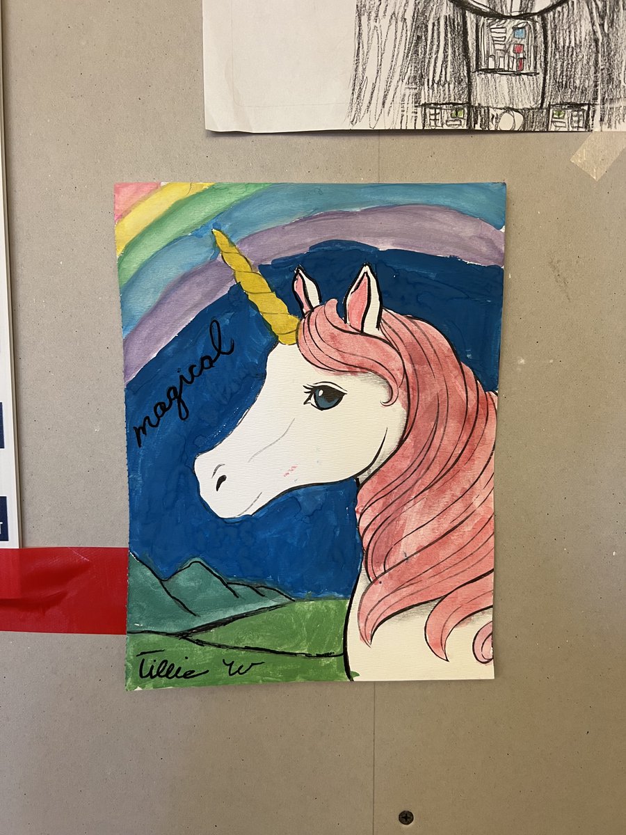 Your awesome art, our temporary lobby wall: we love looking at #NewLenox's colorful talent. Drop off more any time!