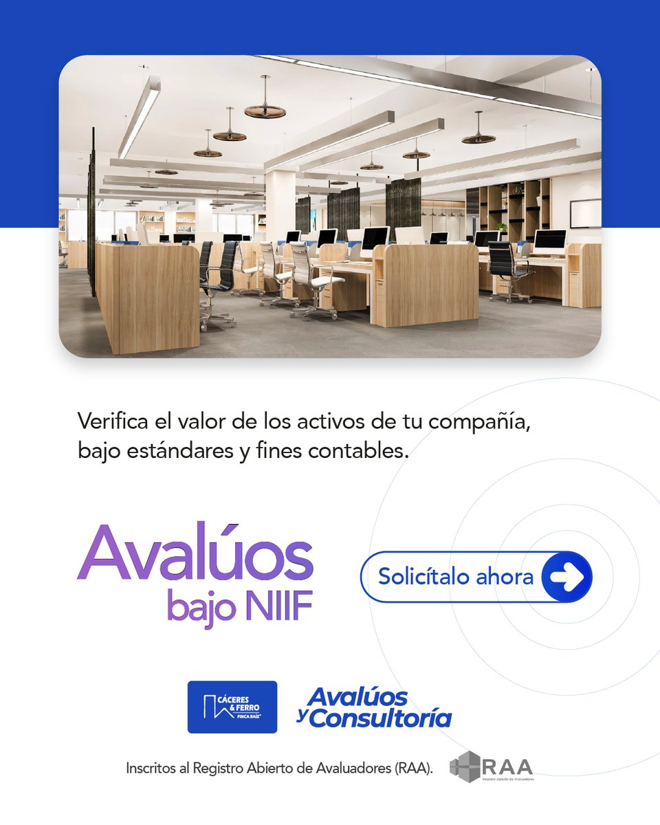CaceresyFerro's tweet photo. Tenemos lo que su compañía necesita para la verificación valuatoria de sus bienes. #avaluos #NIIF #inmobiliaria #perito https://t.co/Bvasq0ZVWQ