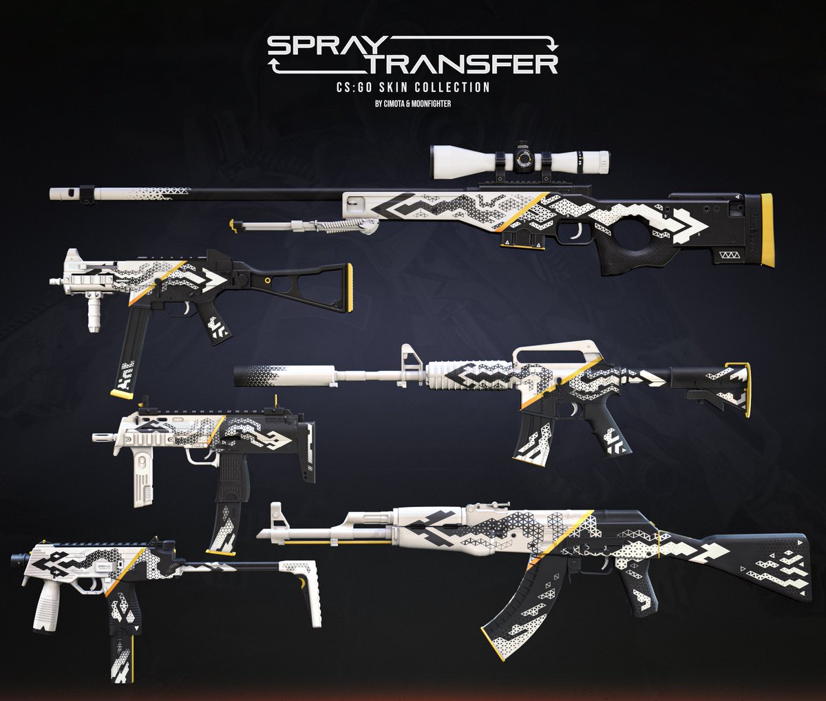 Together with @cimota_art we want to introduce the Spray Transfer skin collection for @CSGO ! #csgo #csgoskins #csgoworkshop