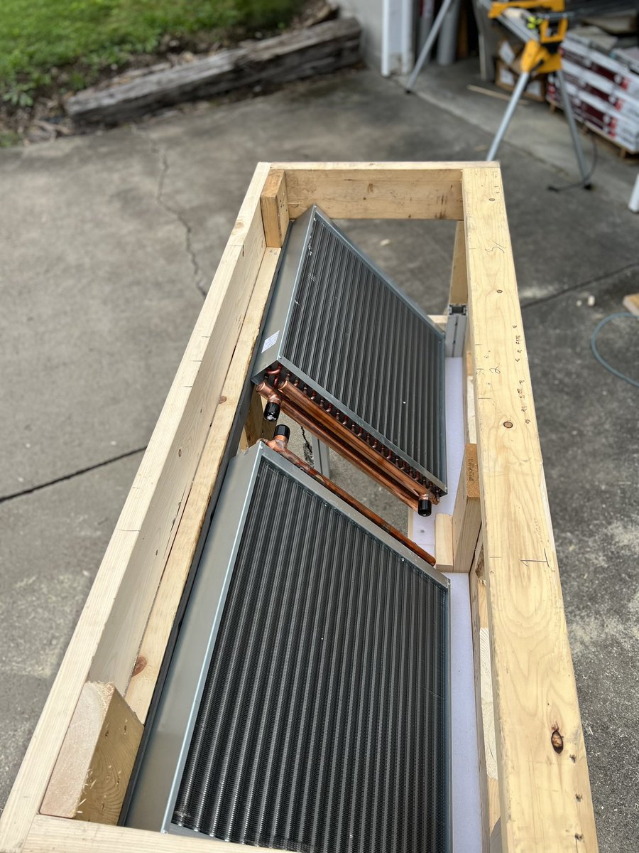 Guys it’s been a while. But with a rainy Labor Day and some scrap wood building up in the garage it was time to immerse myself into some building. It might not be the prettiest thing on the planet but neither are most prototypes.  #homemining #pleb <a href="/bingbong_BTC/">Bing</a>