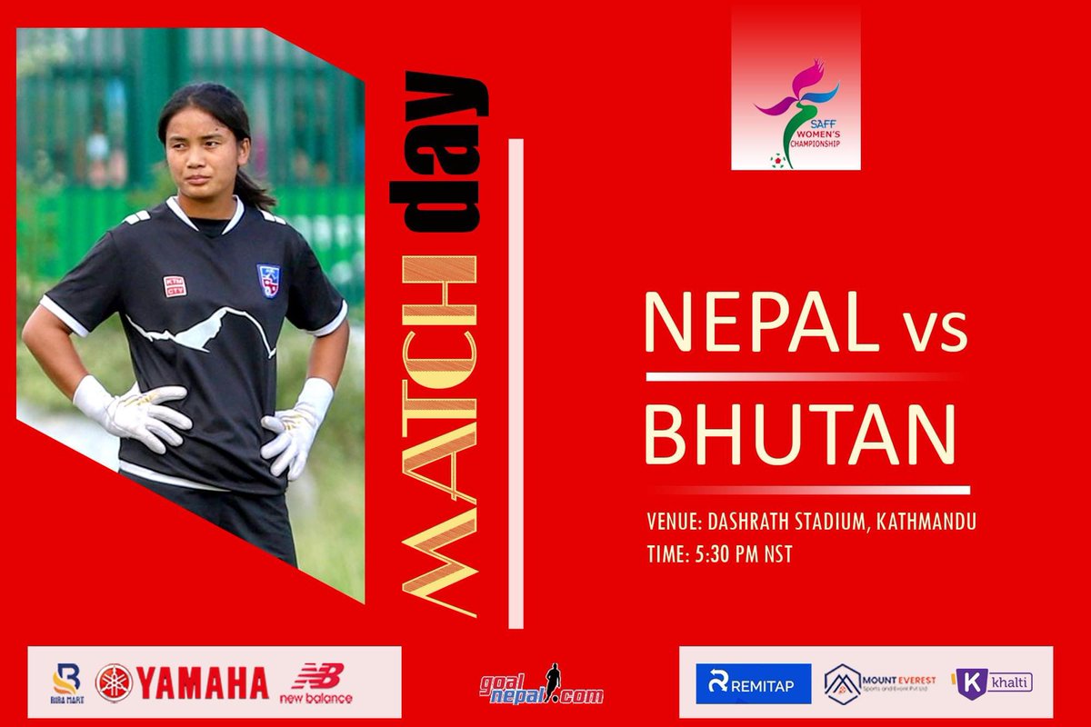 Goal_Nepal's tweet photo. Match DAY ! Match DAY !! Match DAY !!!
Nepal Women Vs Bhutan Women 🇳🇵👊🇧🇹 . नेपाली महिला फुटबल टोलीलाई शुभकामना दिनुहोस् । 🙂
#Cheli #SaffWC #Goal #Nepal #GoalNepal ⚽🇳🇵 https://t.co/qFacXRFMkt