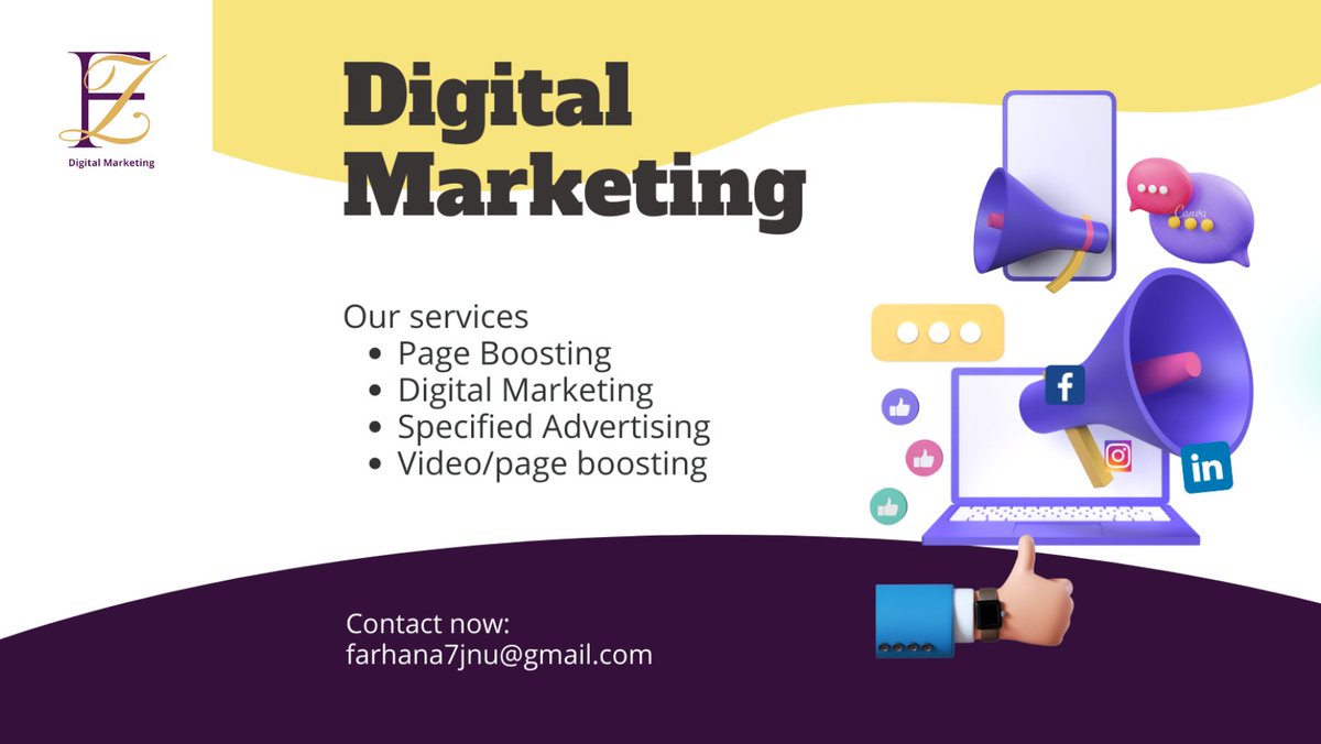 ZahanDigital's tweet photo. We are digital marketing experts.🥰
Come and experience the world of Digital Marketing.🥰
Our services:
#pageboost
#digitalmarketing https://t.co/rsc15muJtv