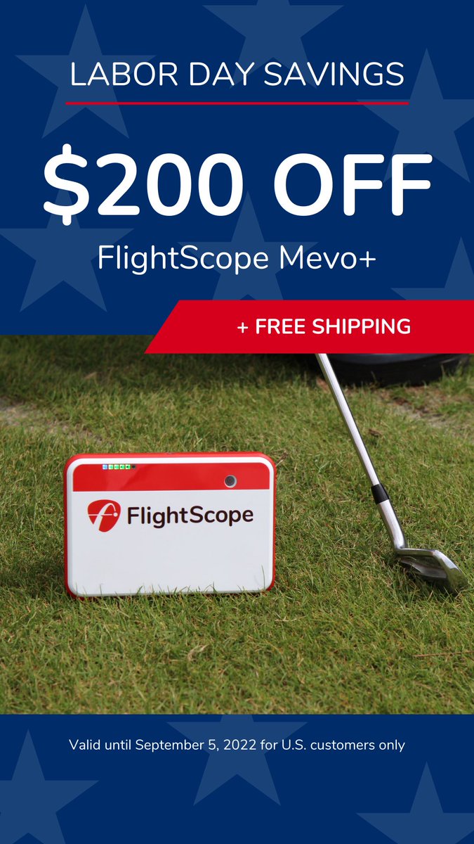 FlightScopeGolf's tweet image. $200 off FlightScope Mevo+ ⛳️  

🔗 flightscopemevo.com

US only 🇺🇸

#LaborDay
#FlightScope 
#performancedatayoucantrust