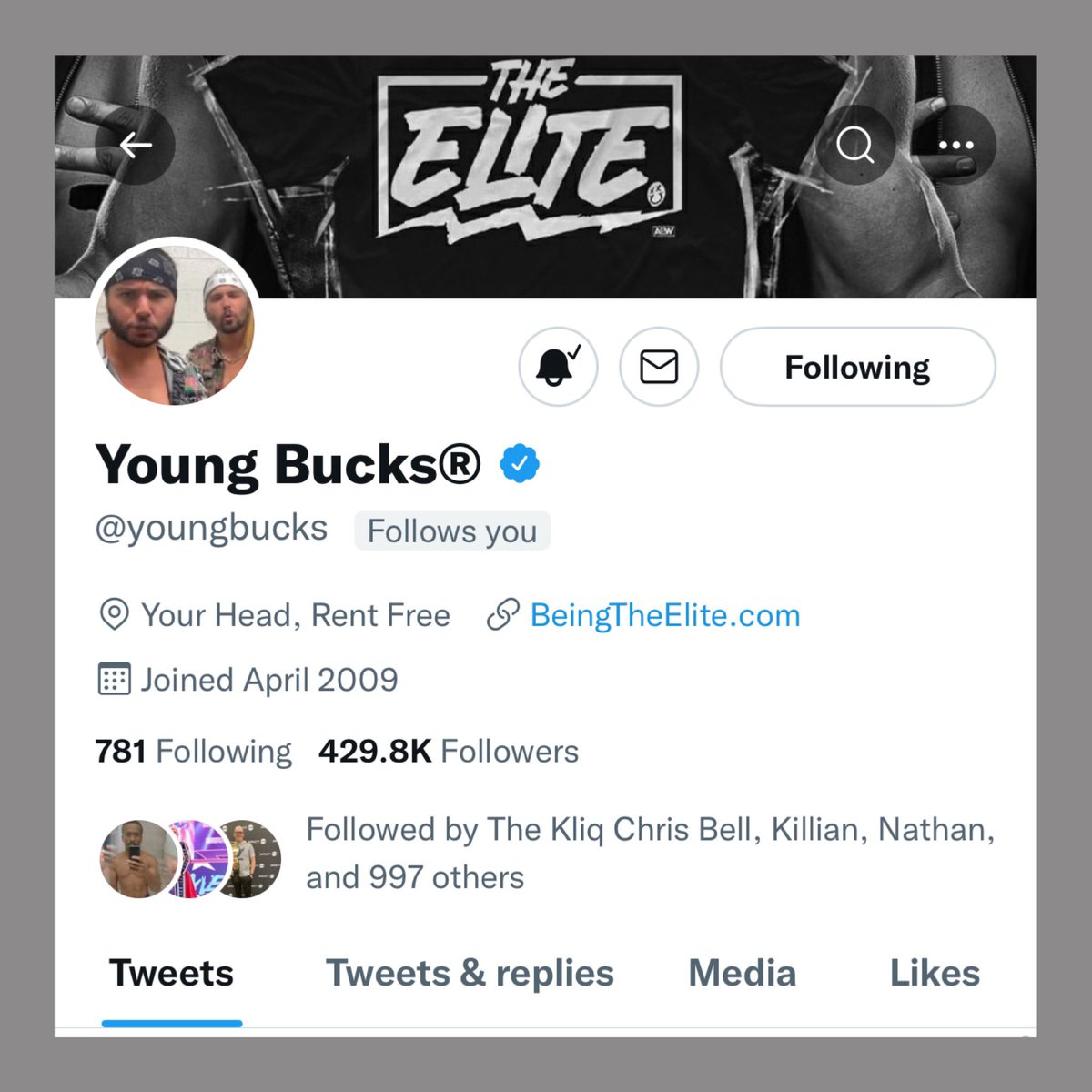 ShiningPolaris's tweet photo. 😕 #NoBio 

#aew @youngbucks #AEWAllOut https://t.co/yIFeqRQoUl