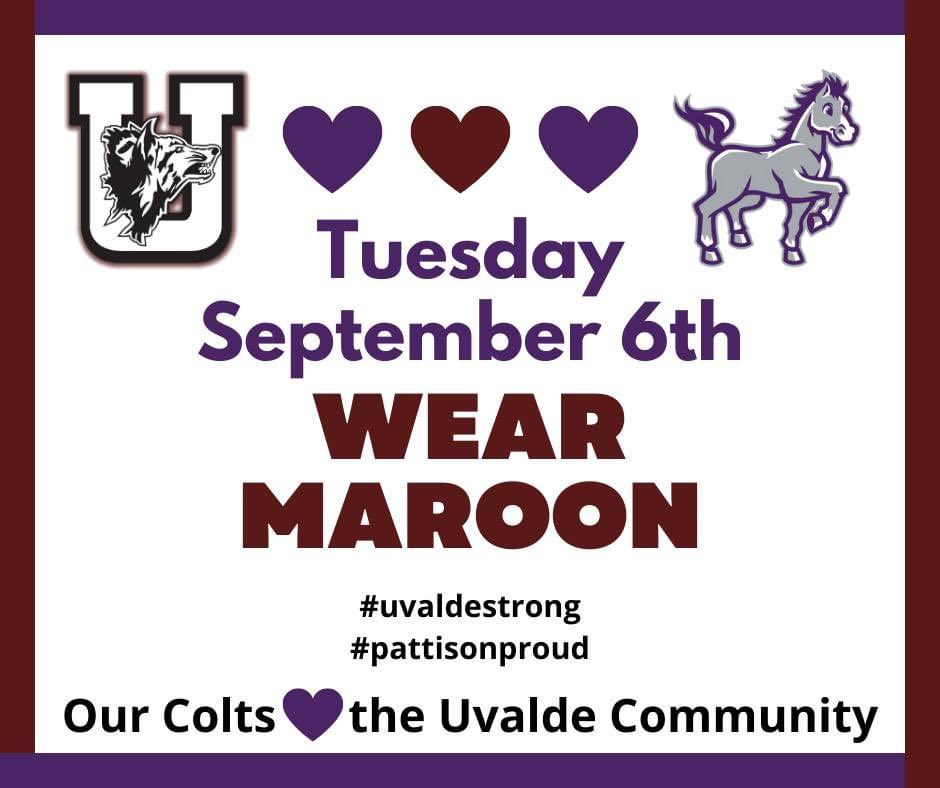 PattisonElemen1's tweet photo. Pattison Colts 💜 the Uvalde Community! #uvaldestrong #pattisonproud https://t.co/beSRrT84cj
