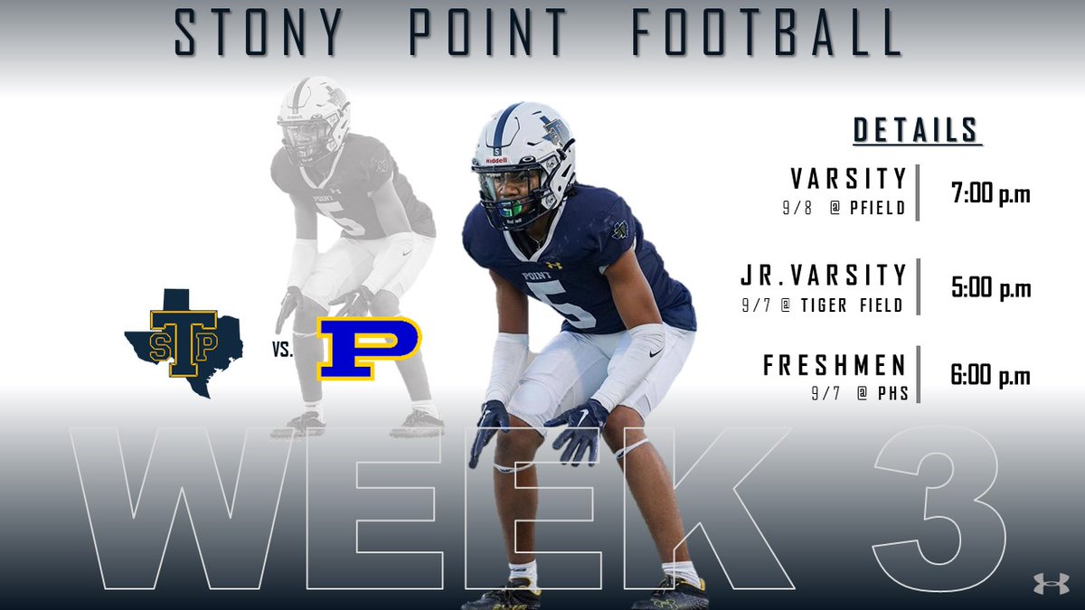 Week 3:

sTp🐅 🆚  Pflugerville 🐈‍⬛

#GoTigers 🏈