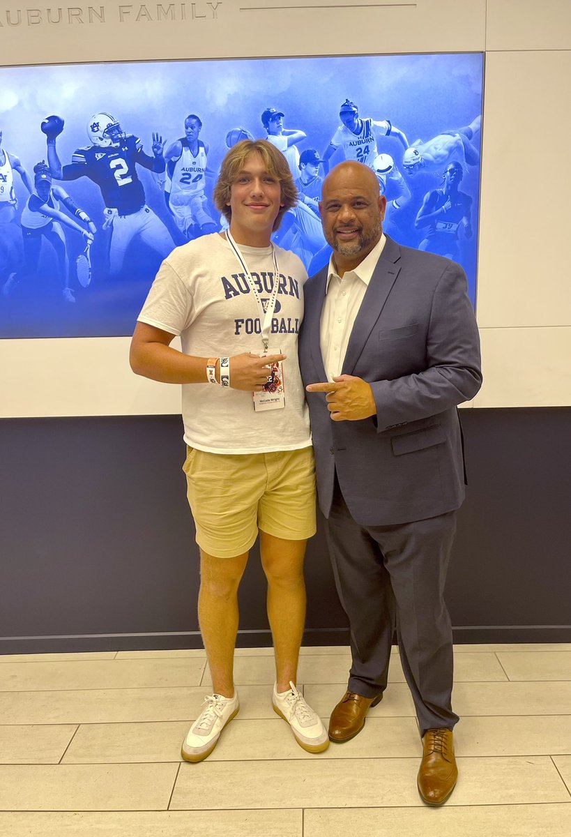 McCadeWright33's tweet photo. I am very grateful for the invitation to visit @AuburnFootball on Saturday. Thank you @CoachBrumbaugh @CoachHarsin @DarrenUscherAU @ITATJason @CoachL__ @RecruitWCS https://t.co/XmwoBjgdOE