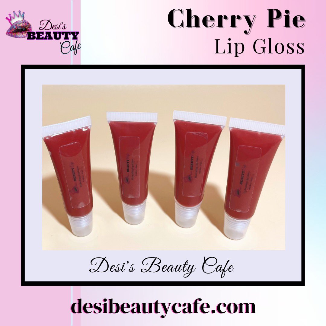 desibeautycafe's tweet photo. Indulge in a slice of Cherry Pie with our terracotta red hydrating lip gloss.😋 This gloss leaves a beautiful shine with a lingering scent of juicy cherries.🍒🥧

Come get your gloss TODAY! https://t.co/sil29oFJKi 

#blackownedbusiness #womanownedbusiness #blackwomanownedbusiness https://t.co/x4sl7gUAYi