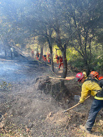CALFIRECZU's tweet image. Here are photos of the #CastleFire from the ground and the air. It was 110° in the fire area today. Thanks to @CAStateParksSC @PGE_SFPeninsula &amp;amp; @CHPscrz for responding as well. #CaWx