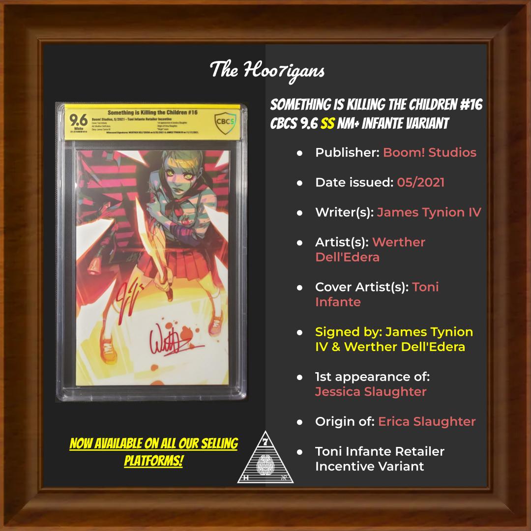 TheHoo7igans's tweet photo. 💥 Something is Killing the Children # 16 CBCS 9.6 SIGNED x2 Infante Variant 💥 Order today ⬇️ 
 
https://t.co/TVzWAcwdj3 
 
https://t.co/M7blgx4zDl 
 
https://t.co/Of5GhhYibm
 
#TheHoo7igans #comicbooks #gradedcomics #comics #collector #comicsforsale #tynion #indiecomics #horror https://t.co/pu5lkf8BET