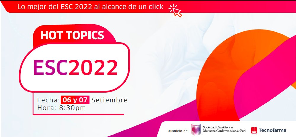 socimecar's tweet photo. Este 6 y 7 de setiembre los estudios más importante del #ESCCongress 2022, desarrollados por expertos cardiólogos, a un solo click. 

📆 Fechas: 6 y 7 de setiembre
⏰ Hora: 8:30pm (PER)

💡 Link para los 2 días:

https://t.co/XZM5cv7BUb https://t.co/u4hM1PFpIO