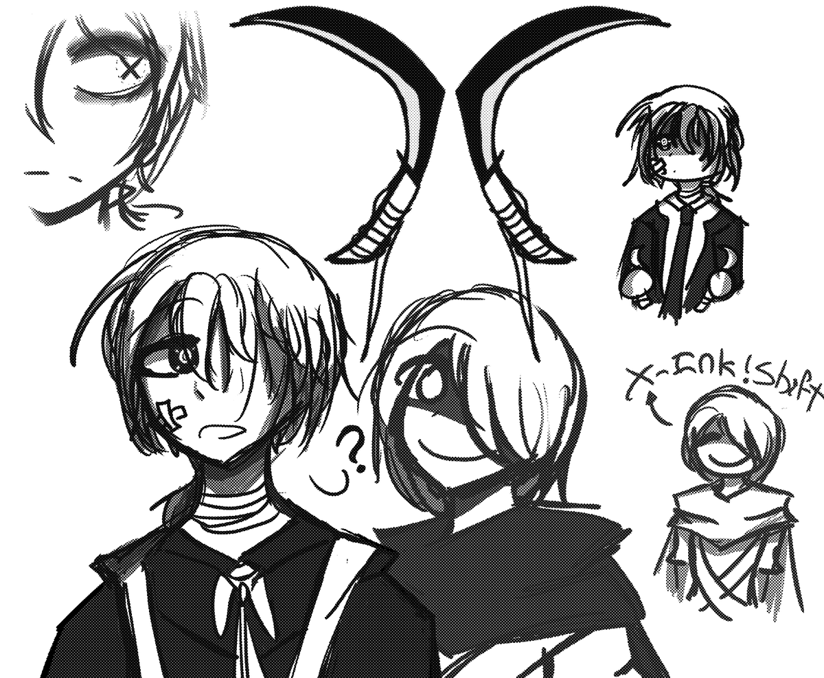 This_Tema11's tweet photo. Sorry! I'm drawing some X man here.
Just 4 months, right? right?
Remake of X-Ink!Shift Chara, but now he is male.
Translated: "My name is X".

#inktale #xtale #inkshift #inksans #xink #xinkshift #chara #au https://t.co/eJKvSK0bjs