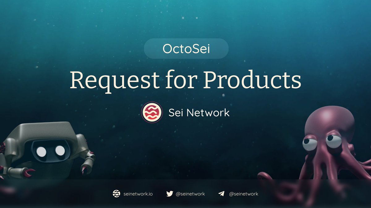 Sei 🔴 (@seinetwork) on Twitter photo 📢 Launching: OctoSei - Request for Products 🐙
Build on the Layer 1 made for DeFi
We're partnering w/ <a href="/Cryptocito/">Cryptocito | Cosmos ⚛️</a> <a href="/strangelovelabs/">Strangelove</a> and @galileo_xyz to lay out the best opportunities in #Cosmos. Our team can provide engineering help and offer VC funding for strong teams.👇 📢 Launching: OctoSei - Request for Products 🐙
Build on the Layer 1 made for DeFi
We're partnering w/ <a href="/Cryptocito/">Cryptocito | Cosmos ⚛️</a> <a href="/strangelovelabs/">Strangelove</a> and @galileo_xyz to lay out the best opportunities in #Cosmos. Our team can provide engineering help and offer VC funding for strong teams.👇