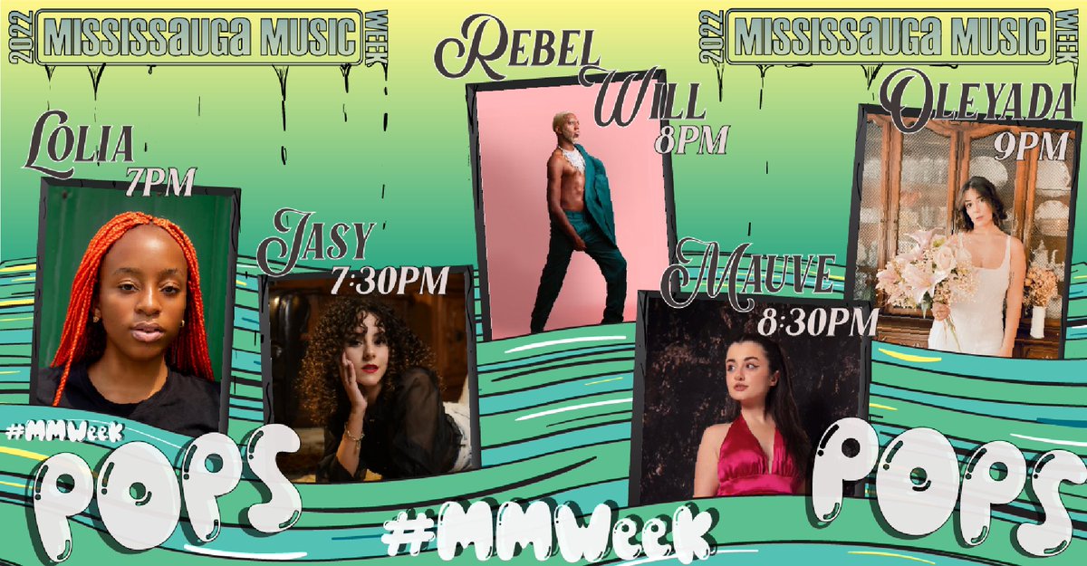 Mississauga_M's tweet photo. REMINDER for NEXT MONDAY SEP 12 - Mississauga Music Week presents #MMWeek POPS w/ #Lolia, #Jasy, #REBELWILL, @MusicbyMauve &amp; @oleyyada @TheRecRoomCa (Square One)!

DOORS @ 6:30pm
FREE ENTRY! https://t.co/jJoqgGOGaU