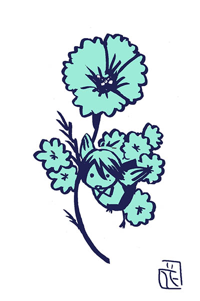 「花とぴよじ。その3。#小鳥のぴよじ #宮本浩次 #花 #ファンアート #fana」|花小金井正幸＠喫茶宝石箱での個展。2023年開催予定のイラスト