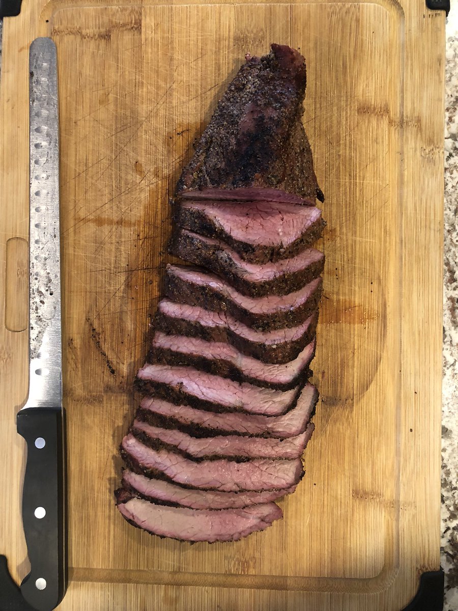 Tri-tip on the Charcoal pit to cap off the weekend.   Turned out great with just salt, pepper and garlic.  I was a Worcestershire sauce for a binder.   Cooked to 135 in the thickest point then seared off.   Turned out fantastic!  
#LaborDay2022 
#BBQ 
#Tritip 
@FlamesandRays