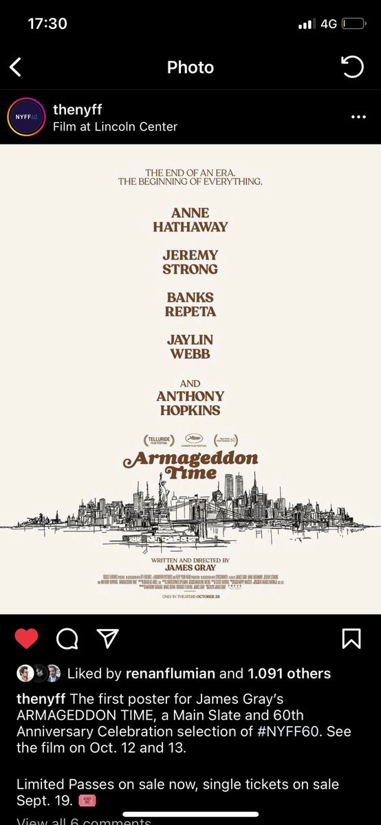 Poster do nosso filme Armageddon Time.
