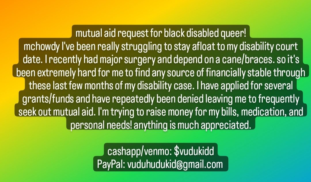 gutterbat's tweet photo. hey everyone I'm seeking mutual aid in hopes of making it through these next few months while I wait for the final decision of my disability case. I currently have less than 2$ to my name and so far absolutely no way to pay any bills or my medication for this month. https://t.co/kswfWV8CTR