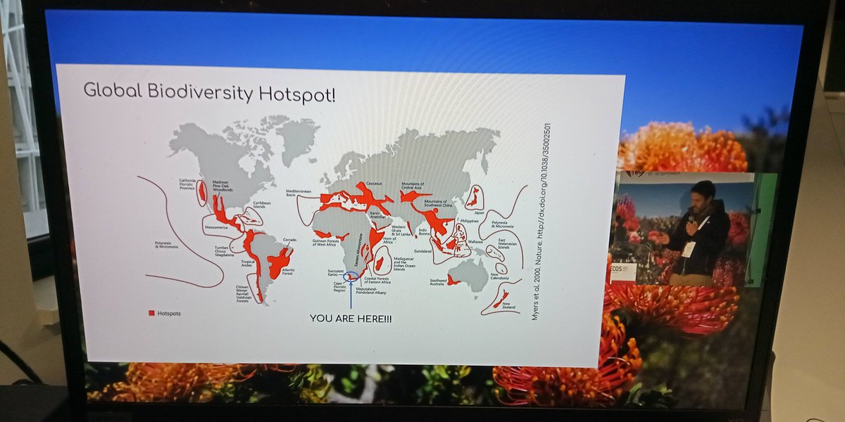 Now <a href="/JasperSlingsby/">Jasper</a> takes the stage at #FynbosMedecos2022 to discuss Biodiversity. 
Agreeing with <a href="/KarenEsler/">Karen J Esler</a> , he's a real mensch!
