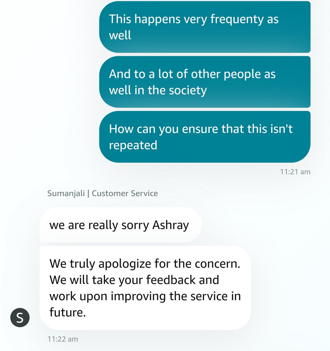 ashraysudhir's tweet photo. @AmazonHelp Hi Supriya,

I did but got a very generic response which doesn't instill confidence in how this will be mitigated!

To add: This happens to a lot of folks in my society on a daily basis. https://t.co/pve1z22MqF