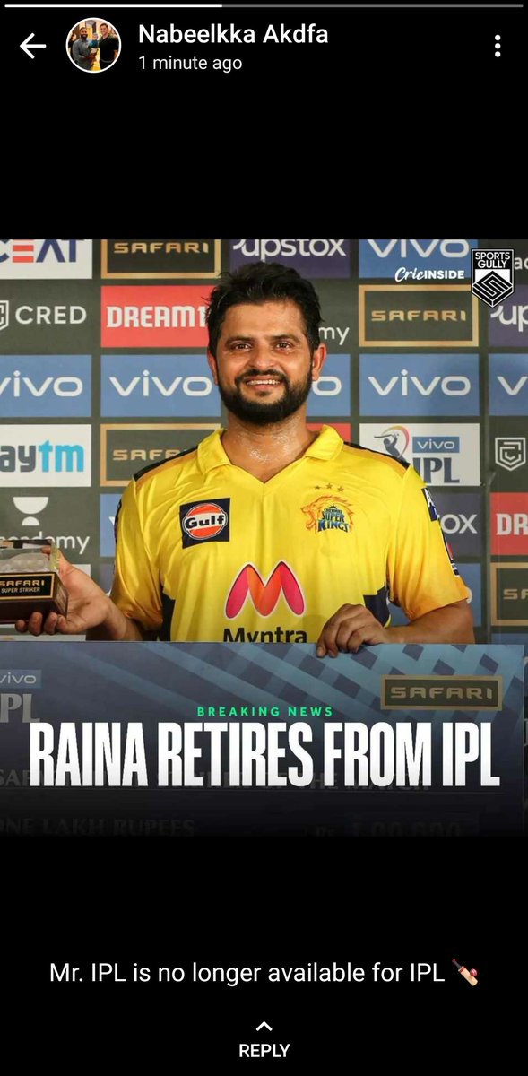 imMajmal's tweet photo. @ImRaina we all miss u in @IPL your valuable contribution with @ChennaiIPL incredible especially your fighting knock in 2010 IPL Final💛 https://t.co/gdweLL0Gml