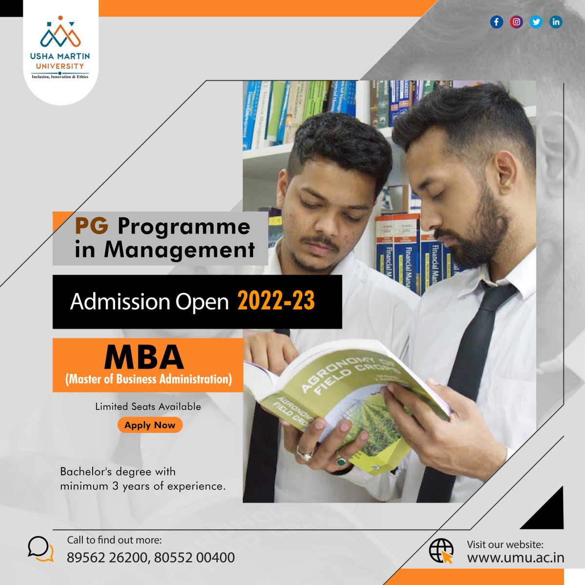 UshaMartinUnv's tweet image. 𝐁𝐞 𝐅𝐫𝐨𝐧𝐭𝐫𝐮𝐧𝐧𝐞𝐫 𝐢𝐧 𝐘𝐨𝐮𝐫 𝐂𝐚𝐫𝐞𝐞𝐫 𝐖𝐢𝐭𝐡 𝐎𝐮𝐫 𝐌𝐁𝐀 𝐏𝐫𝐨𝐠𝐫𝐚𝐦𝐦𝐞

Apply Now: bit.ly/3RdnPmp
#mbaprogrammes #admissionopen2022 #ushamartinuniversity #pgprogrammes #managementcourse #umujharkhand #ugcapproved #topuniversity #campusplacement