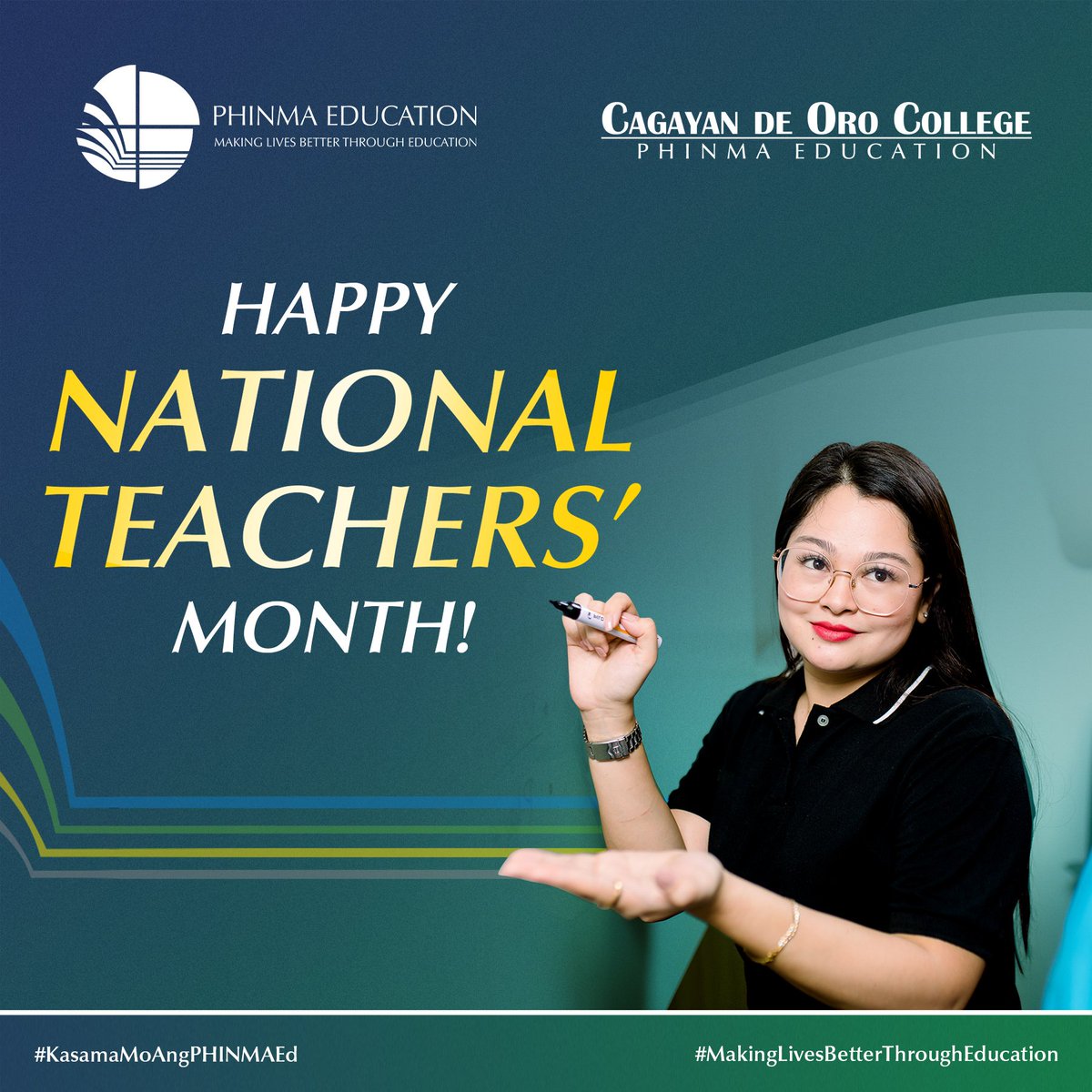 phinmacoc's tweet photo. September 5 to October 5 is National Teachers' Month! 

We acknowledge your dedication, hard work, and perseverance. Thank you for making the lives of the students better through education!  

#NationalTeachersMonth
#KasamaMoAngPHINMAEd https://t.co/hKD0SSbtuF
