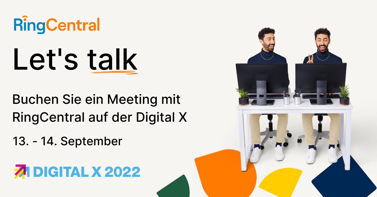 Bringen Sie mit Hilfe der RingCentral Experten Ordnung in Ihre  #Kommunikations- und #Kollaborationtechnologie. Informieren Sie sich auf der #DigitalX über die neuesten Trends und Lösungen und buchen Sie einen Termin mit unserem Experten. ringcentr.al/3Rod6oH
