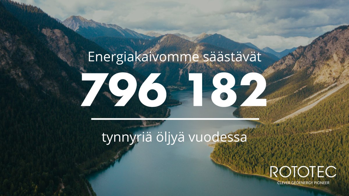 Geoenergia on hyvä vaihtoehto fossiilisten polttoaineiden käyttöön ja polttamiseen ja se säästää luonnon resursseja. 🌍
Rototecin energiakaivot säästävät 796 182 tynnyriä öljyä joka vuosi. Se tekee 2 818 tynnyriä päivässä ja 91 tunnissa. 
Lue lisää: rototec.fi