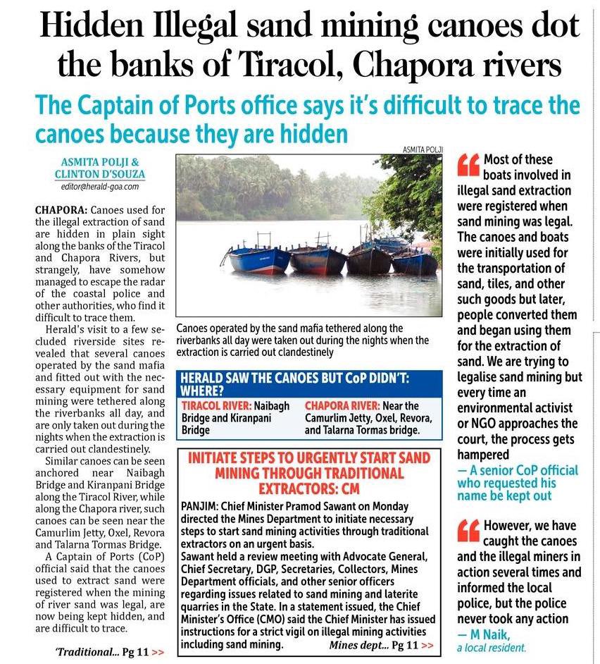 _iamclinton_'s tweet image. Hidden illegal sand #moning canoes dot the banks of Tiracol, Chapora rivers
#goa #illegal #mafia #sand