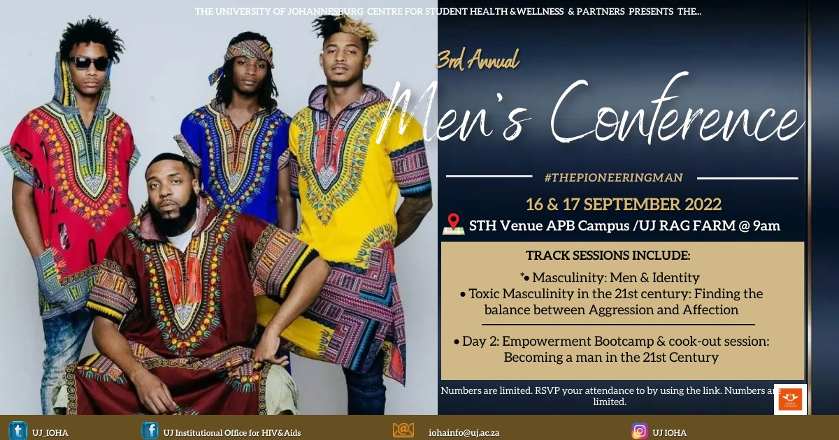UJ_CSHW's tweet photo. Morning friendies🥰😎. A reminder re our upcoming Men's Conference taking place at STH APB and Rag Farm for Day 2. Numbers are limited so reserve your seat today. To RSVP use the link attached. Share, share and share. @go2uj @ujfm 
https://t.co/t0YzXXnVEx...
0 https://t.co/tpmxYuym0O
