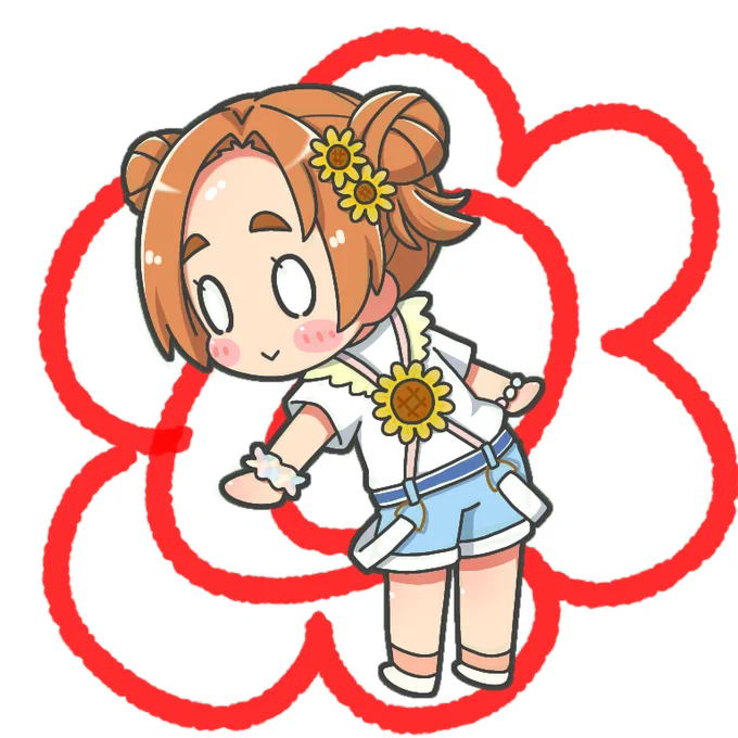 薫ちゃんサスペンダーの後ろのクロスしてるところにもヒマワリついてるの好き 
